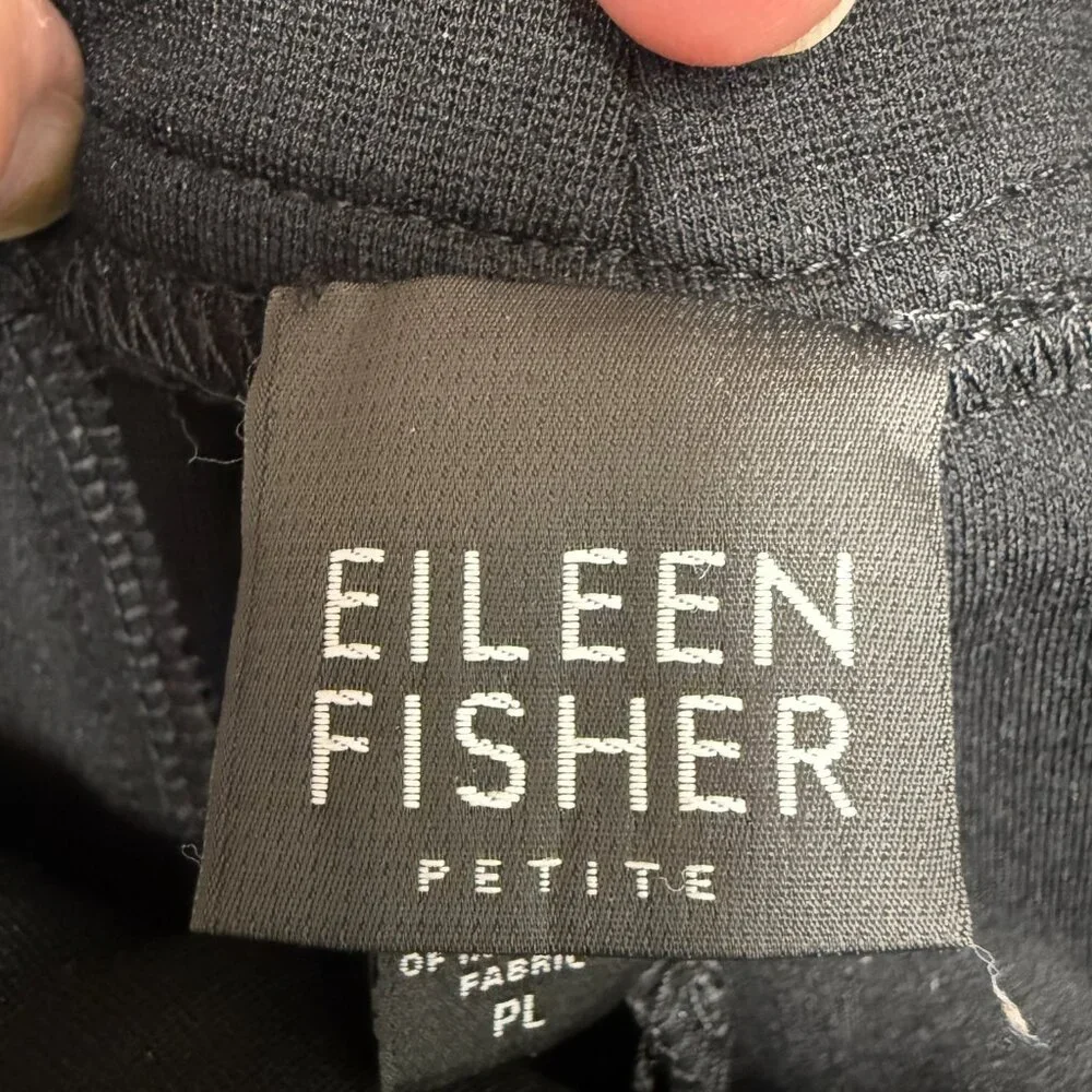EUC Women's EILEEN FISHER Stretch Ponte‎ Knit Wide Leg Pant Black | Size PL